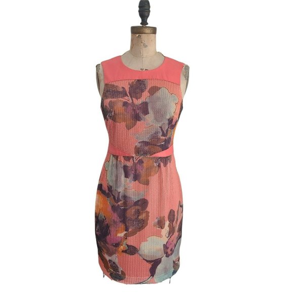 Ali Ro Dresses Ali Ro Floral Leather Dress Coral Euc Poshmark